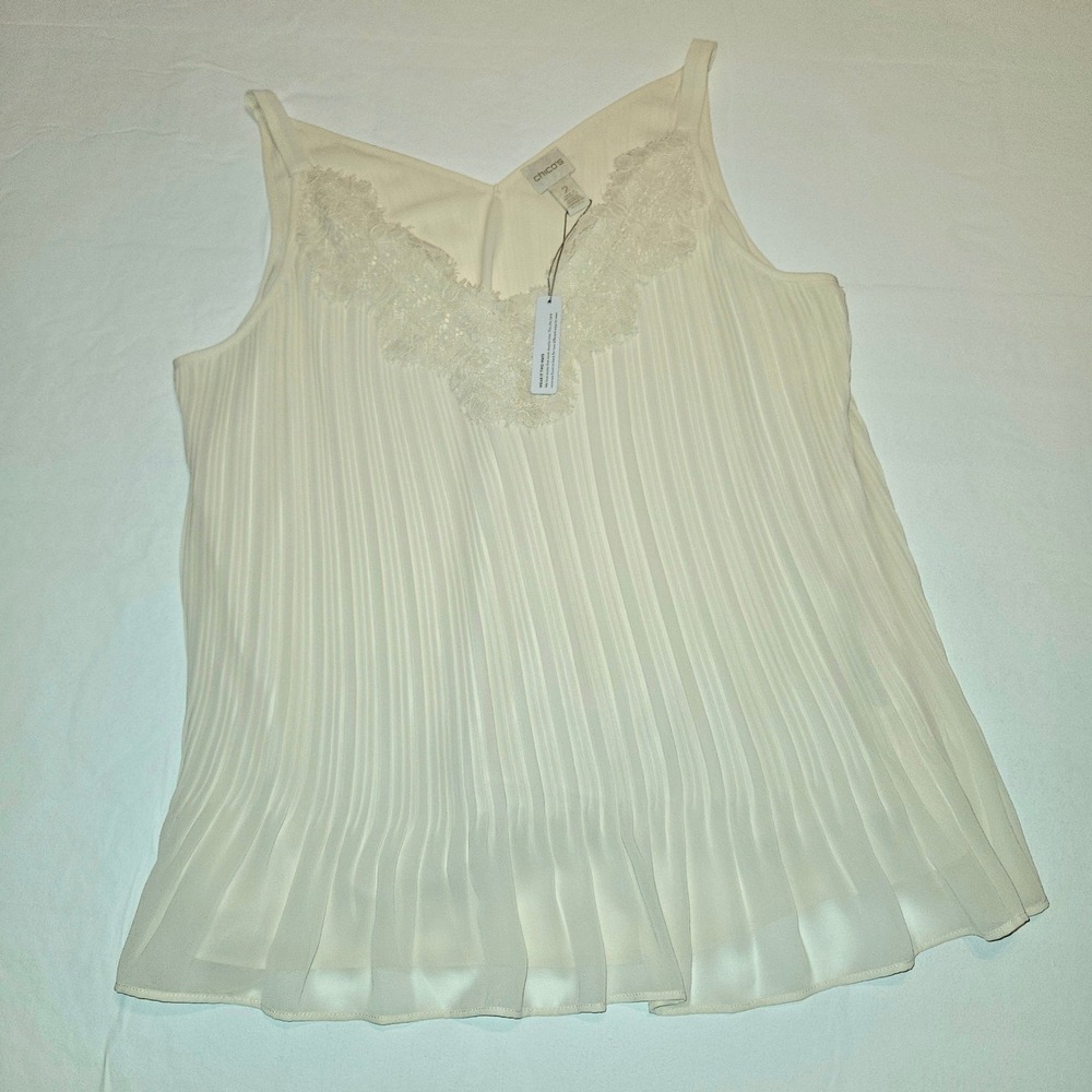 Chico's Reversible Cream Laced Tank~Size 2~NWT